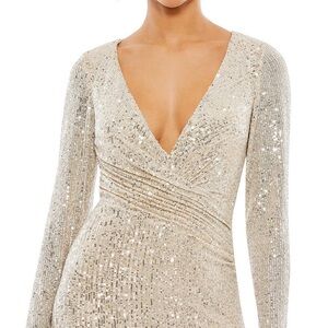 Leena for Mac Duggal Champagne Sequin Evening Gown - SZ 8